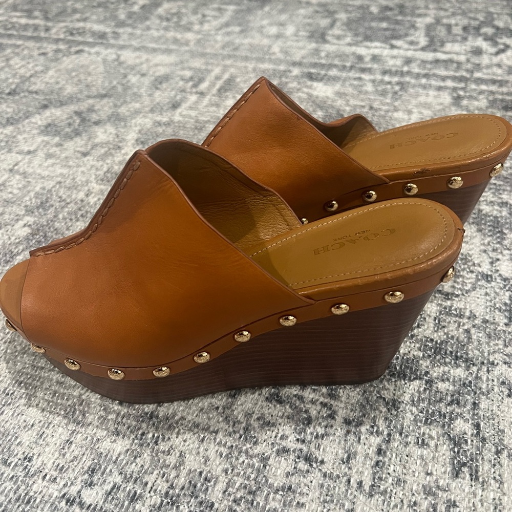 Coach  Hellena Brown Leather Wedge 8B